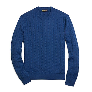 Supima Cable Crewneck Sweater - Navy Heather